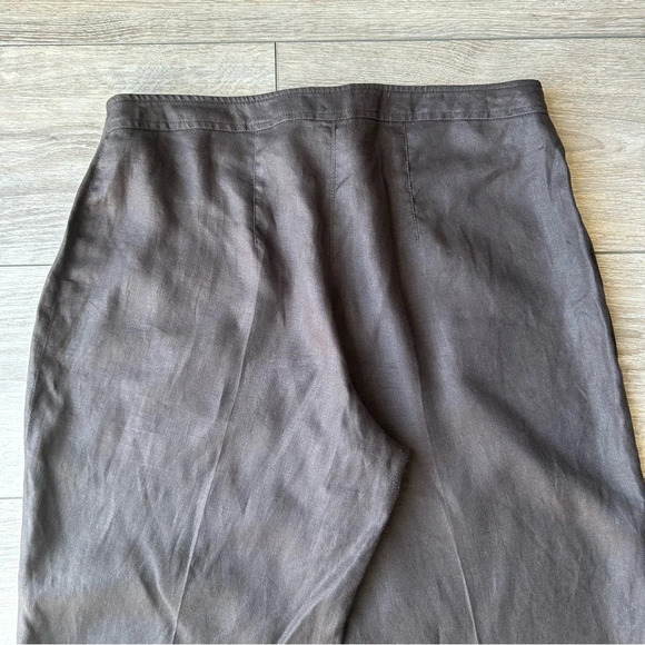 Laura Plus Dark Brown Pure Linen Wide Leg Pants - Picture 11 of 11